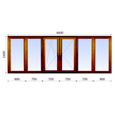 Балкон П-образный 1600x4600 Lider 70 мм 1-камерный стеклопакет ламинированный в массе